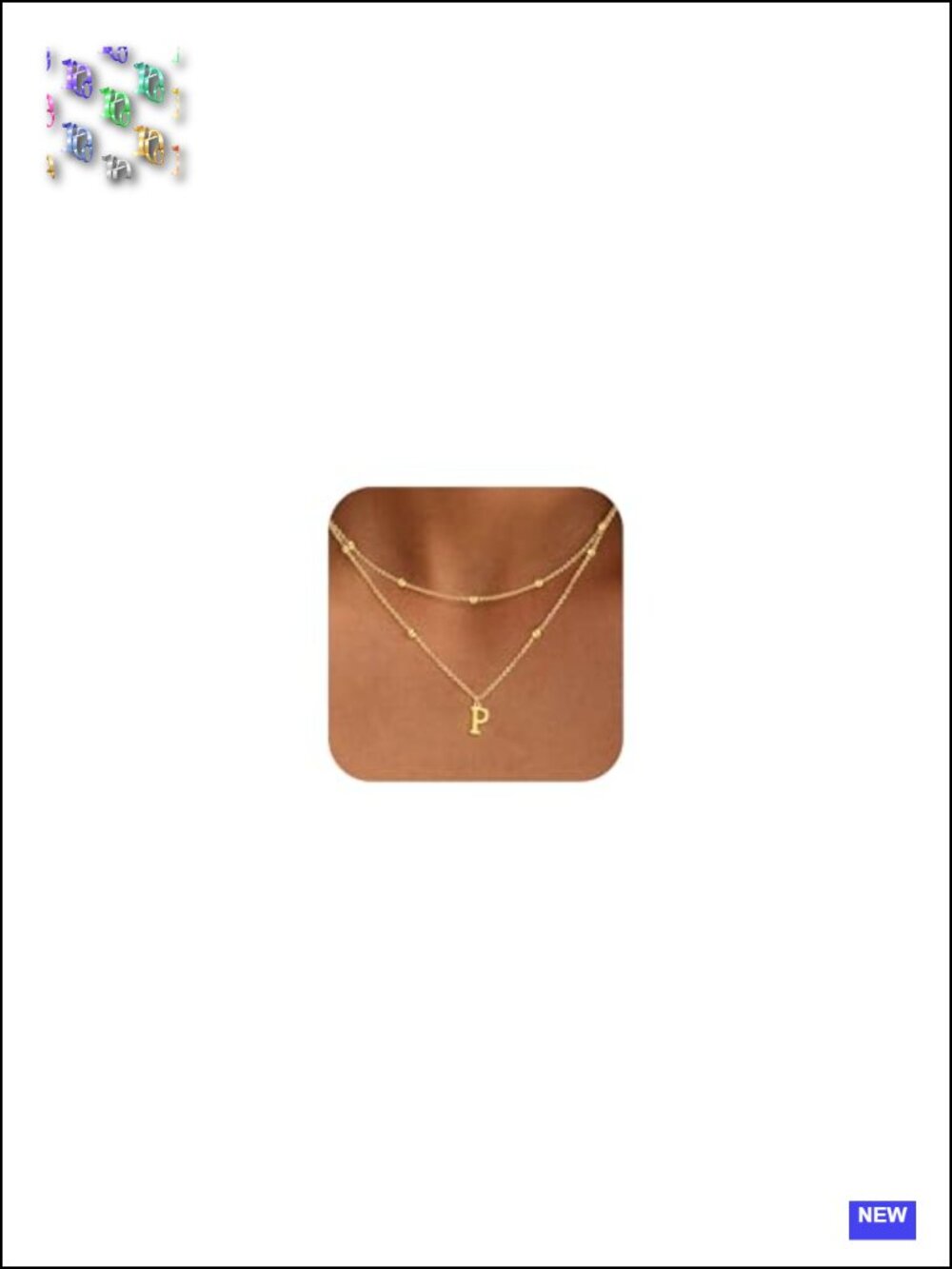 Layered Initial Necklace Stack 14K Gold Plated Non Tarnish Beaded Chain